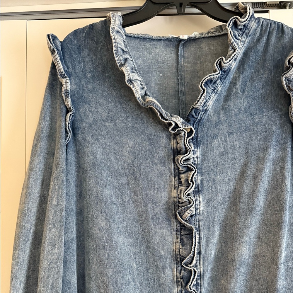 Denim Ruffle Dress - Picture 3 of 7